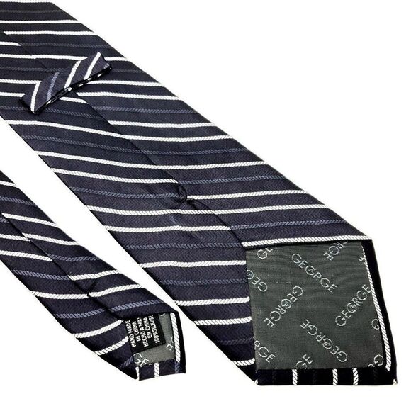 George Silk Tie Black Striped Wide - Picture 5 of 6